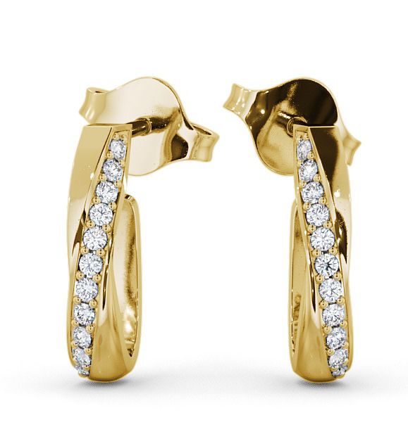  Hoop Round Diamond 0.13ct Earrings 18K Yellow Gold - Greta ERG40_YG_THUMB2 