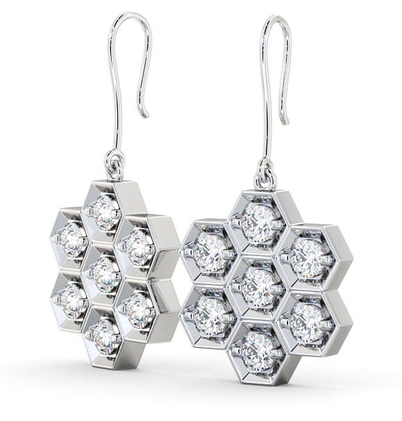  Drop Round Diamond Earrings 18K White Gold - Laragh ERG42_WG_THUMB1 
