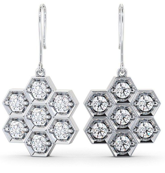  Drop Round Diamond Earrings 9K White Gold - Laragh ERG42_WG_THUMB2 