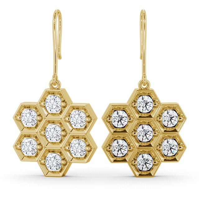 Drop Round Diamond Earrings 9K Yellow Gold - Laragh ERG42_YG_UP