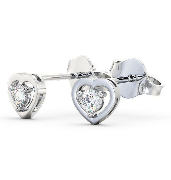 Heart Shaped Round Diamond Stud Earrings 18K White Gold - Hilsea ERG48_WG_THUMB1