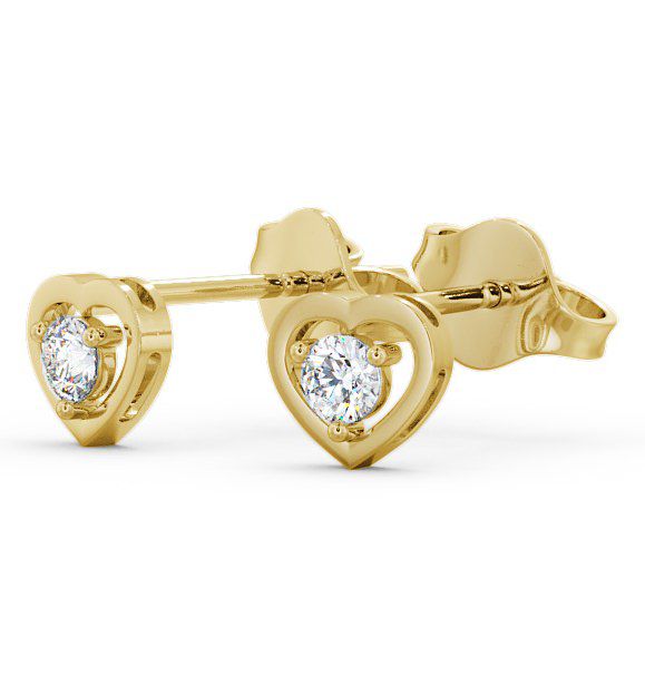  Heart Shaped Round Diamond Stud Earrings 18K Yellow Gold - Hilsea ERG48_YG_THUMB1 