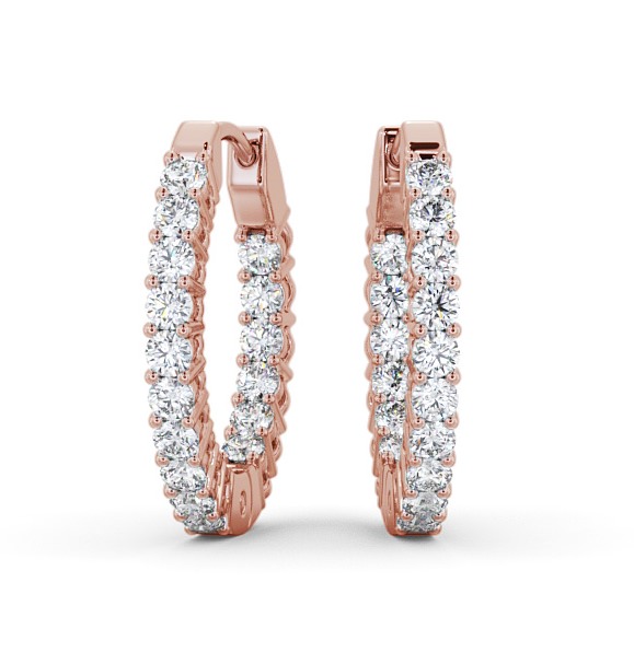  Hoop Round Diamond Earrings 18K Rose Gold - Fearn ERG49_RG_THUMB2 
