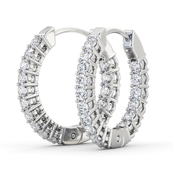Hoop Round Diamond Earrings 18K White Gold - Fearn ERG49_WG_THUMB1