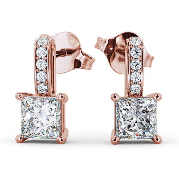  Drop Princess Diamond Earrings 9K Rose Gold - Ibsley ERG4_RG_THUMB2 