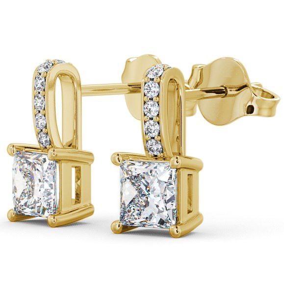 Drop Princess Diamond Earrings 9K Yellow Gold - Ibsley ERG4_YG_THUMB1