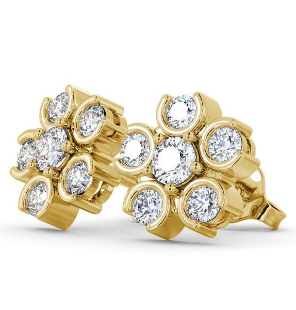 Cluster Round Diamond Earrings 9K Yellow Gold - Risley ERG50_YG_THUMB1