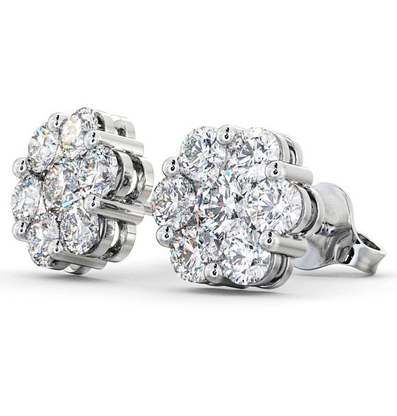 Cluster Round Diamond Earrings 9K White Gold - Hele ERG53_WG_THUMB1