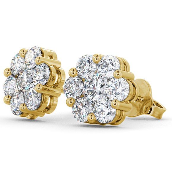 Cluster Round Diamond Earrings 9K Yellow Gold - Hele ERG53_YG_THUMB1