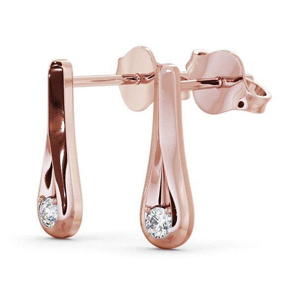 Drop Round Diamond Earrings 18K Rose Gold - Keevil ERG54_RG_THUMB1