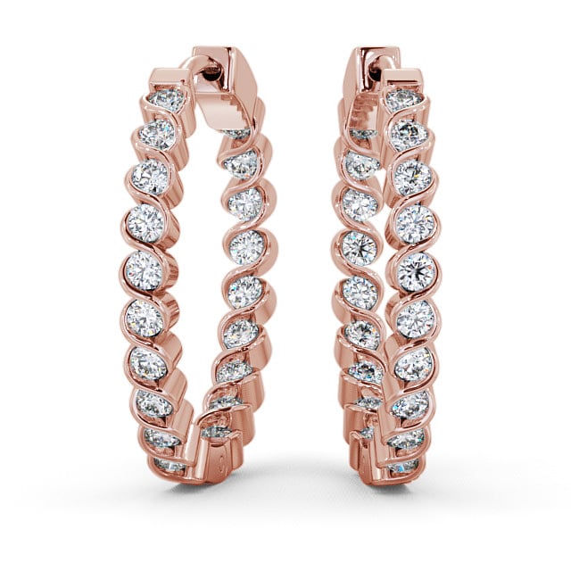  Hoop Round Diamond Earrings 9K Rose Gold - Eden ERG55_RG_THUMB2 