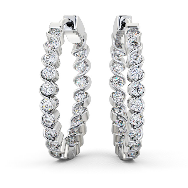  Hoop Round Diamond Earrings 18K White Gold - Eden ERG55_WG_THUMB2 