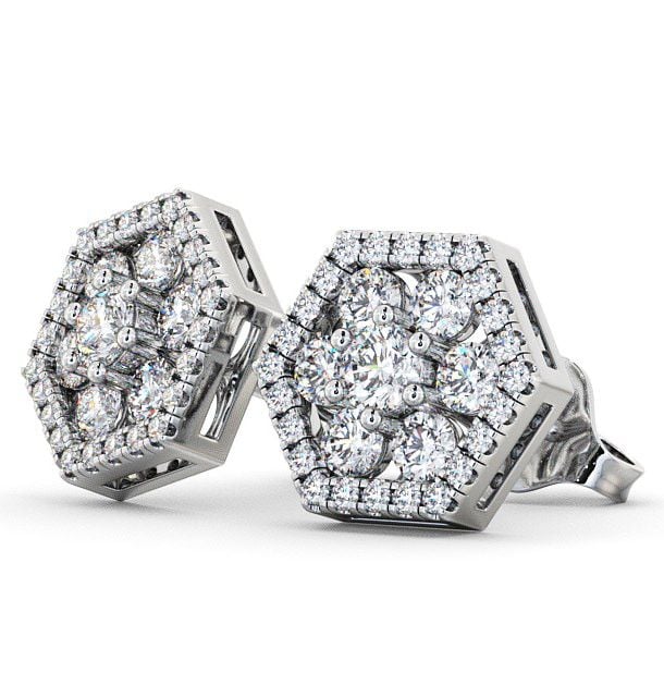  Cluster Round Diamond Earrings 18K White Gold - Trevail ERG61_WG_THUMB1 
