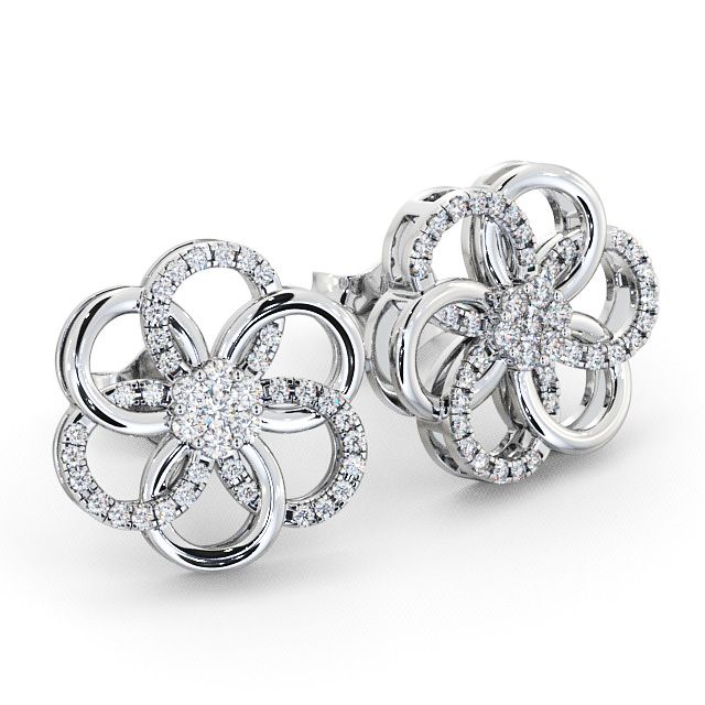 Cluster Round Diamond 0.50ct Earrings 9K White Gold - Coppice ERG65_WG_FLAT