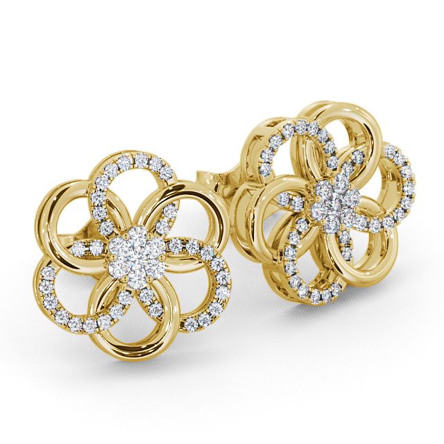 Cluster Round Diamond 0.50ct Earrings 9K Yellow Gold - Coppice ERG65_YG_FLAT
