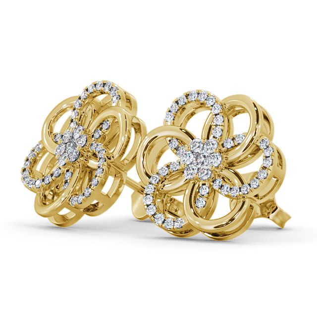 Cluster Round Diamond 0.50ct Earrings 9K Yellow Gold - Coppice ERG65_YG_SIDE