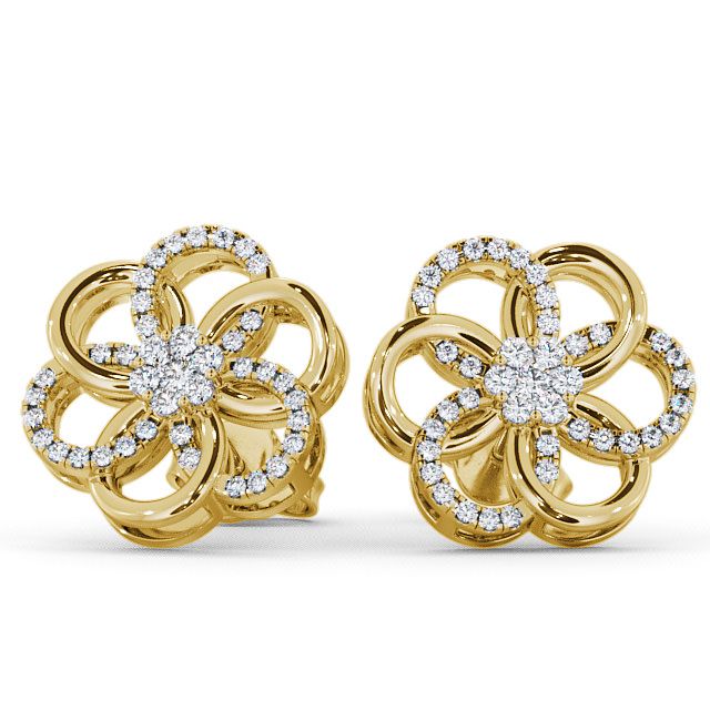 Cluster Round Diamond 0.50ct Earrings 9K Yellow Gold - Coppice ERG65_YG_UP