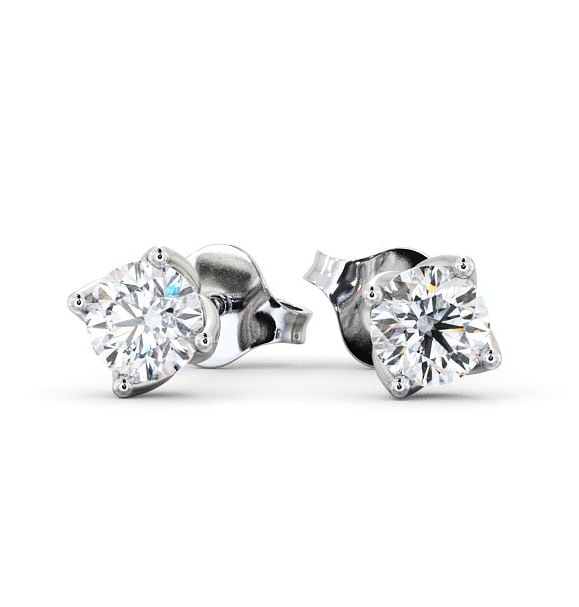  Round Diamond Four Claw Stud Earrings 18K White Gold - Duloe ERG66_WG_THUMB2 