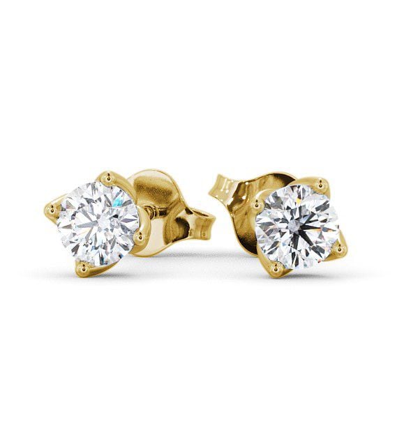  Round Diamond Four Claw Stud Earrings 18K Yellow Gold - Duloe ERG66_YG_THUMB2 