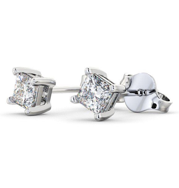  Princess Diamond Four Claw Stud Earrings 18K White Gold - Langal ERG68_WG_THUMB1 