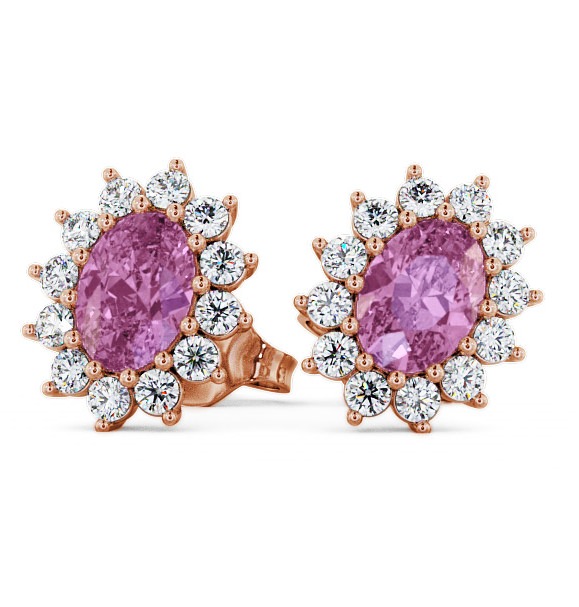  Cluster Pink Sapphire and Diamond 1.60ct Earrings 9K Rose Gold - Moselle ERG6GEM_RG_PS_THUMB2 