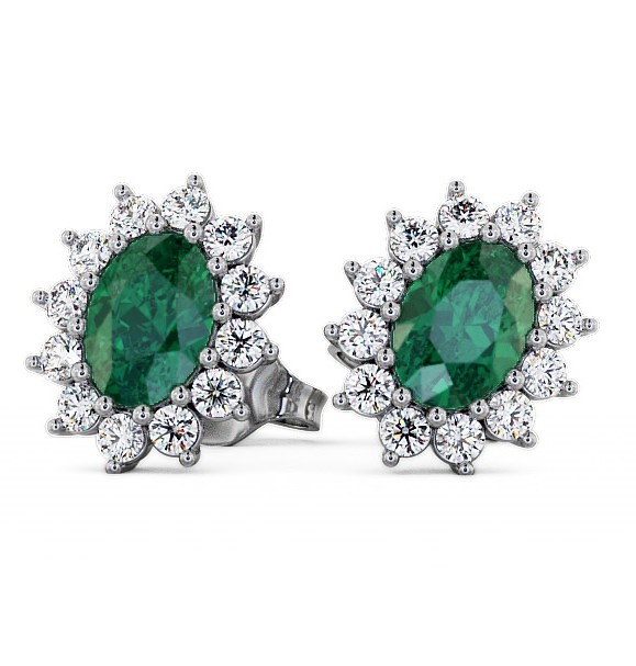  Cluster Emerald and Diamond 1.44ct Earrings 9K White Gold - Moselle ERG6GEM_WG_EM_THUMB2 