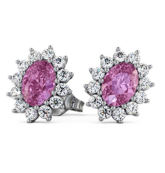  Cluster Pink Sapphire and Diamond 1.60ct Earrings 9K White Gold - Moselle ERG6GEM_WG_PS_THUMB2 