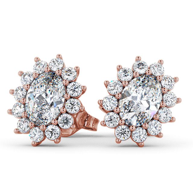 Halo Oval Diamond Earrings 9K Rose Gold - Moselle ERG6_RG_UP