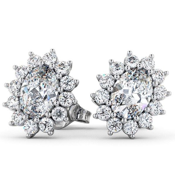  Halo Oval Diamond Earrings 18K White Gold - Moselle ERG6_WG_THUMB2 