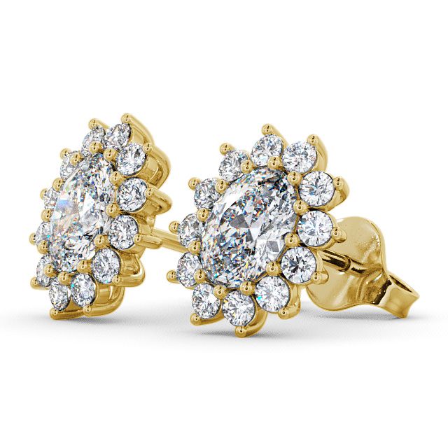 Halo Oval Diamond Earrings 9K Yellow Gold - Moselle ERG6_YG_SIDE