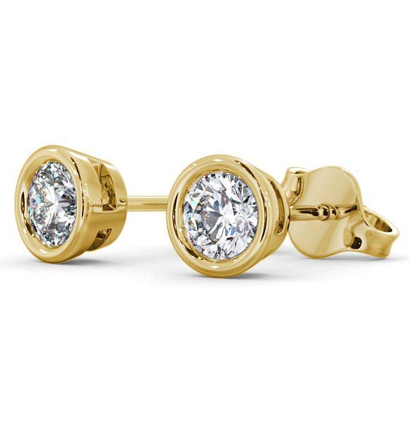  Round Diamond Bezel Stud Earrings 18K Yellow Gold - Moroe ERG70_YG_THUMB1 