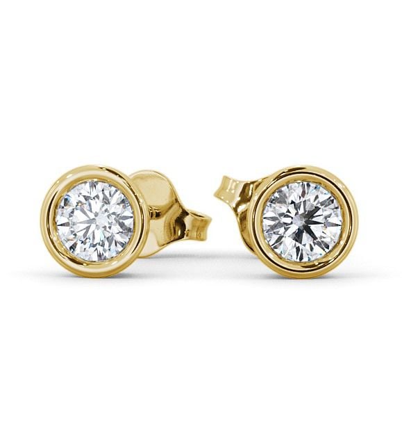  Round Diamond Bezel Stud Earrings 18K Yellow Gold - Moroe ERG70_YG_THUMB2 