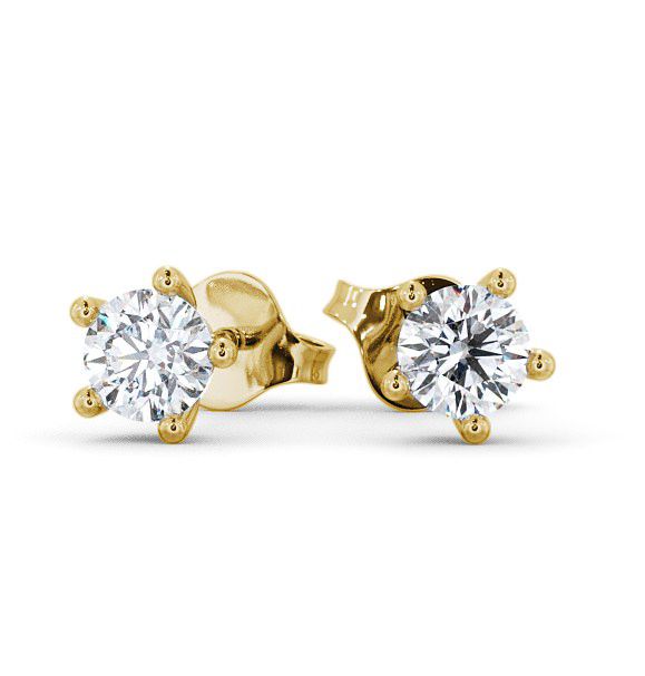  Round Diamond Five Claw Stud Earrings 18K Yellow Gold - Mial ERG75_YG_THUMB2 