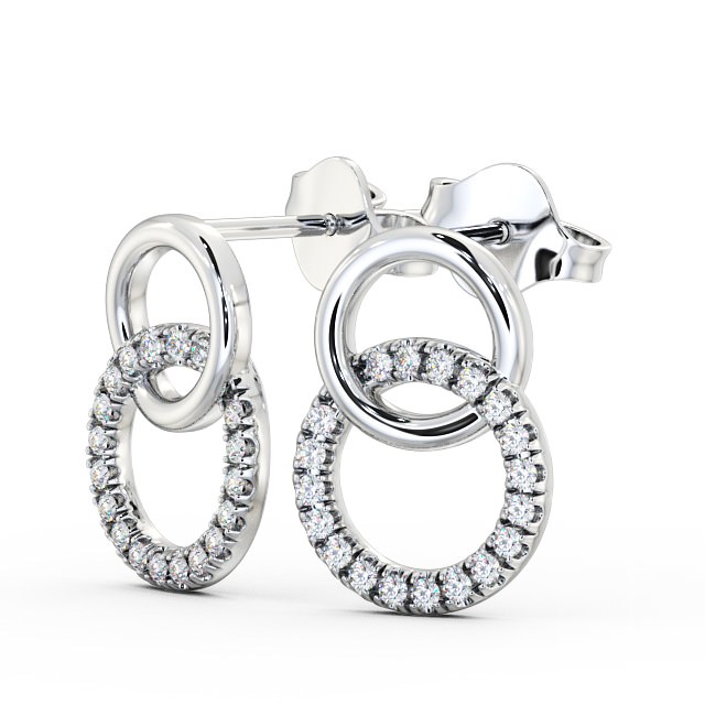 Circle Round Diamond Earrings 18K White Gold - Phoebe ERG77_WG_SIDE