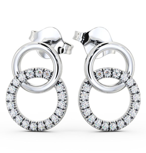  Circle Round Diamond Earrings 18K White Gold - Phoebe ERG77_WG_THUMB2 