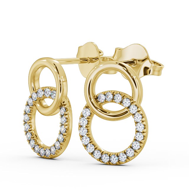 Circle Round Diamond Earrings 9K Yellow Gold - Phoebe ERG77_YG_SIDE