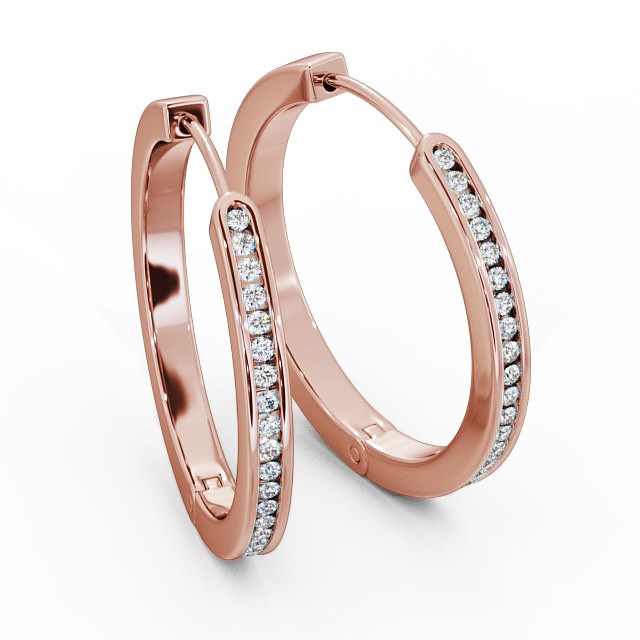Hoop Round Diamond Earrings 18K Rose Gold - Mikaela ERG79_RG_FLAT