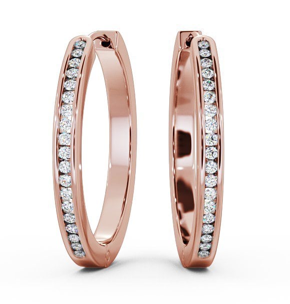  Hoop Round Diamond Earrings 18K Rose Gold - Mikaela ERG79_RG_THUMB2 