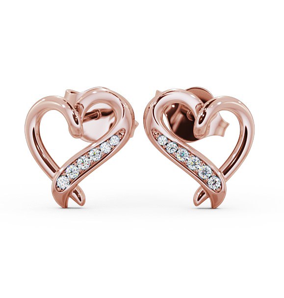  Heart Style Round Diamond Earrings 18K Rose Gold - Ella ERG80_RG_THUMB2 
