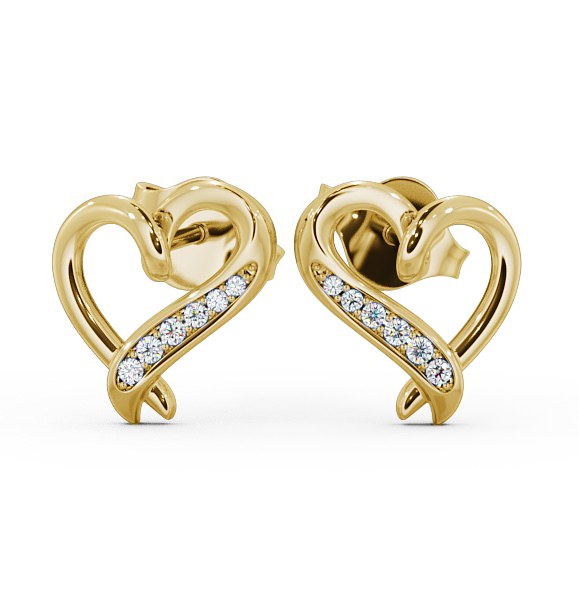  Heart Style Round Diamond Earrings 18K Yellow Gold - Ella ERG80_YG_THUMB2 