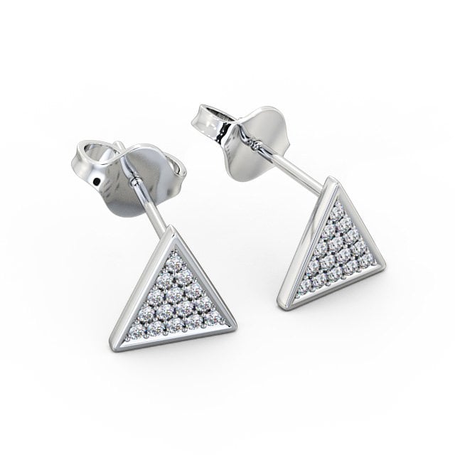 Triangle Style Round Diamond Earrings 18K White Gold - Delfine ERG82_WG_FLAT