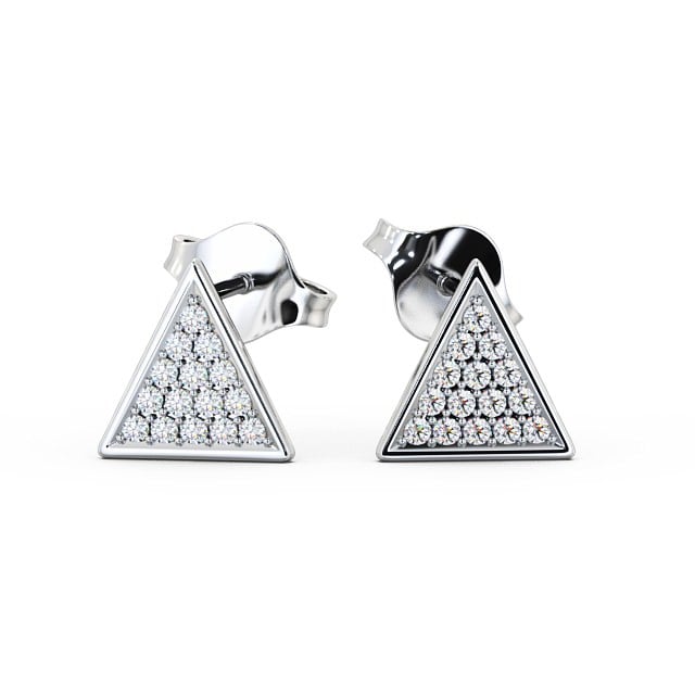 Triangle Style Round Diamond Earrings 18K White Gold - Delfine ERG82_WG_UP