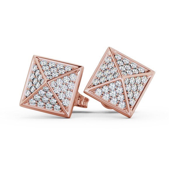  Pyramid Style Round Diamond Earrings 18K Rose Gold - Belize ERG83_RG_THUMB2 