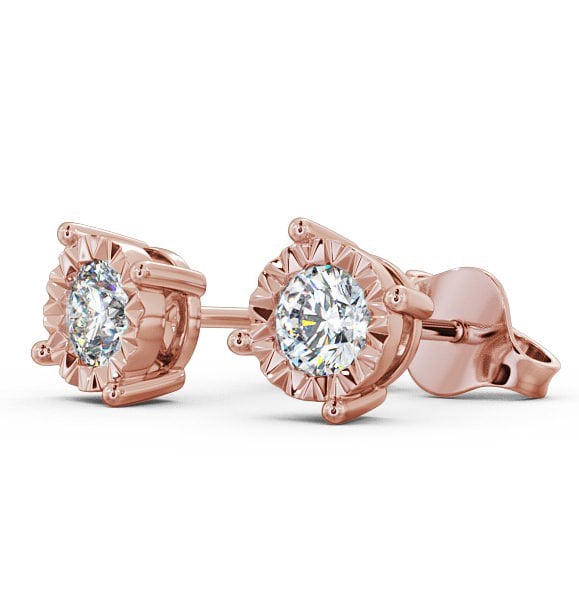 Round Diamond Bezel Stud Earrings 9K Rose Gold - Aurora ERG84_RG_THUMB1