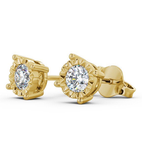  Round Diamond Bezel Stud Earrings 18K Yellow Gold - Aurora ERG84_YG_THUMB1 