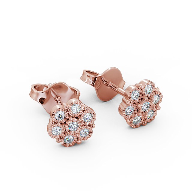 Cluster Round Diamond Earrings 9K Rose Gold - Cesara ERG85_RG_FLAT