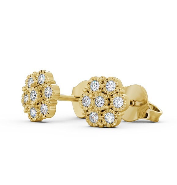 Cluster Round Diamond Earrings 9K Yellow Gold - Cesara ERG85_YG_THUMB1