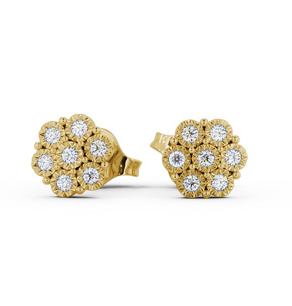  Cluster Round Diamond Earrings 18K Yellow Gold - Cesara ERG85_YG_THUMB2 