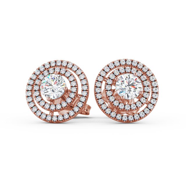 Halo Style Round Diamond Earrings 9K Rose Gold - Flavia ERG87_RG_UP