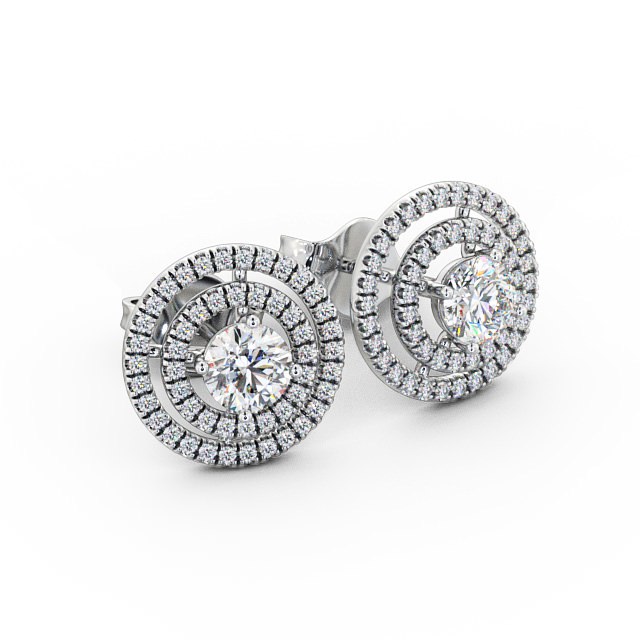 Halo Style Round Diamond Earrings 9K White Gold - Flavia ERG87_WG_FLAT